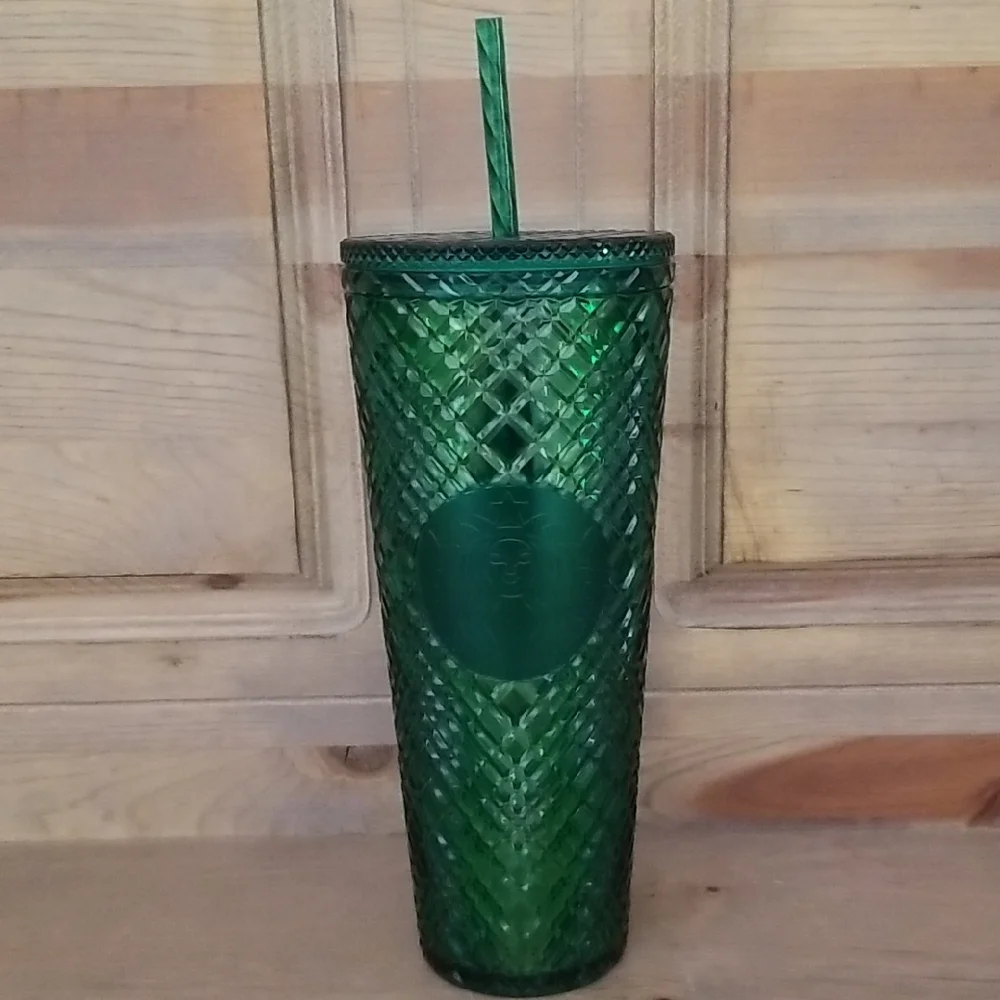 Starbucks Emerald Green Jeweled Venti Tumbler with Straw